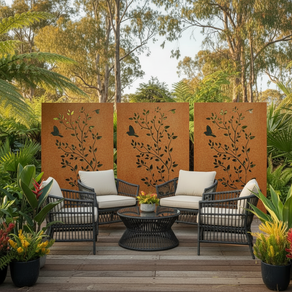 Corten Steel Garden Privacy Screens & Decorative Metal Screens – Metal ...