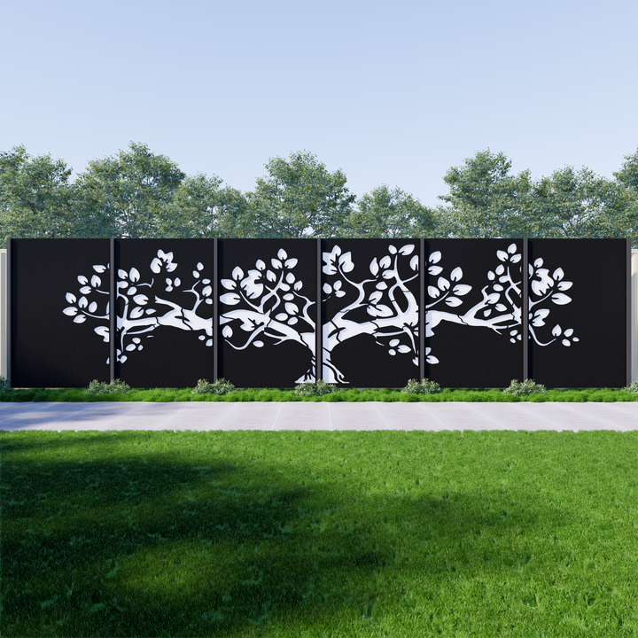 Beautiful Tree (5 Panels) Privacy Garden Screen – Metal Decor Aus