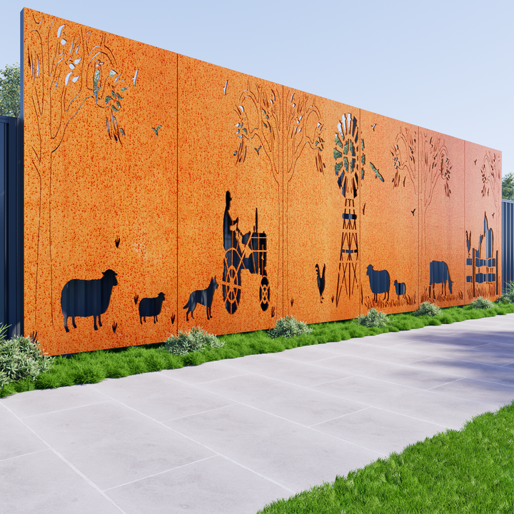Utility Screening Ranch Style Farmers Ranch Privacy Screen (6 Panel Set) – Metal Decor Aus