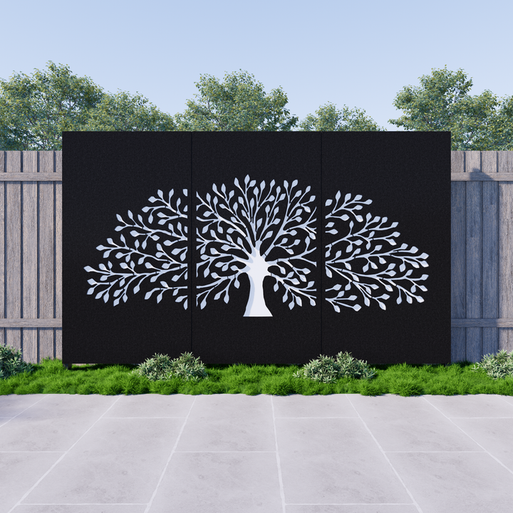 Tree Trunk Privacy Panel Luxury Tree of Life Privacy Screen Panels - 3 Panel Set – Metal Decor Aus
