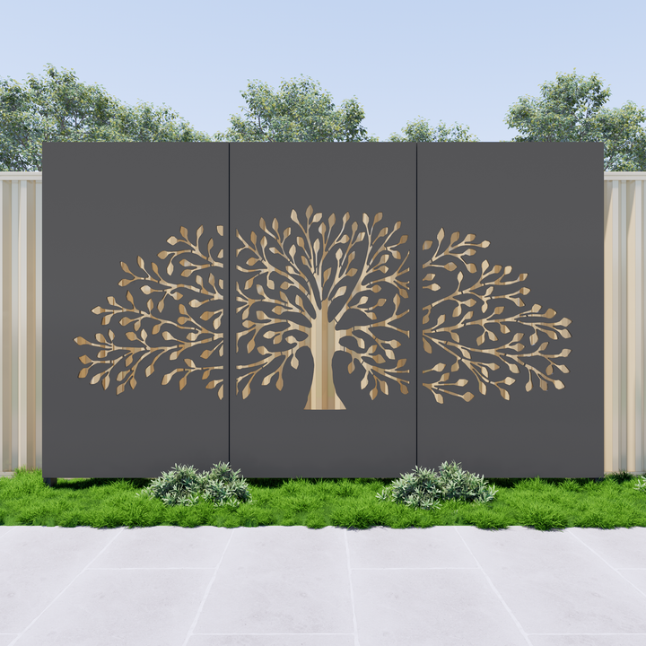 Tree of Life Privacy Screen Panels (3 Panel Set) – Metal Decor Aus