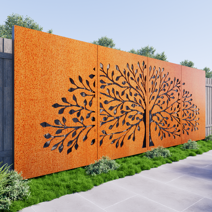Tree Trunk Privacy Panel Tree of Life Privacy Screen Panels - Enhance Your Outdoors – Metal ...