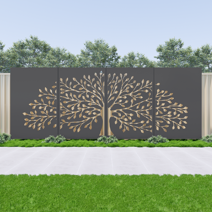 Tree Trunk Privacy Panel Tree of Life Privacy Screen Panels - Enhance Your Outdoors – Metal ...