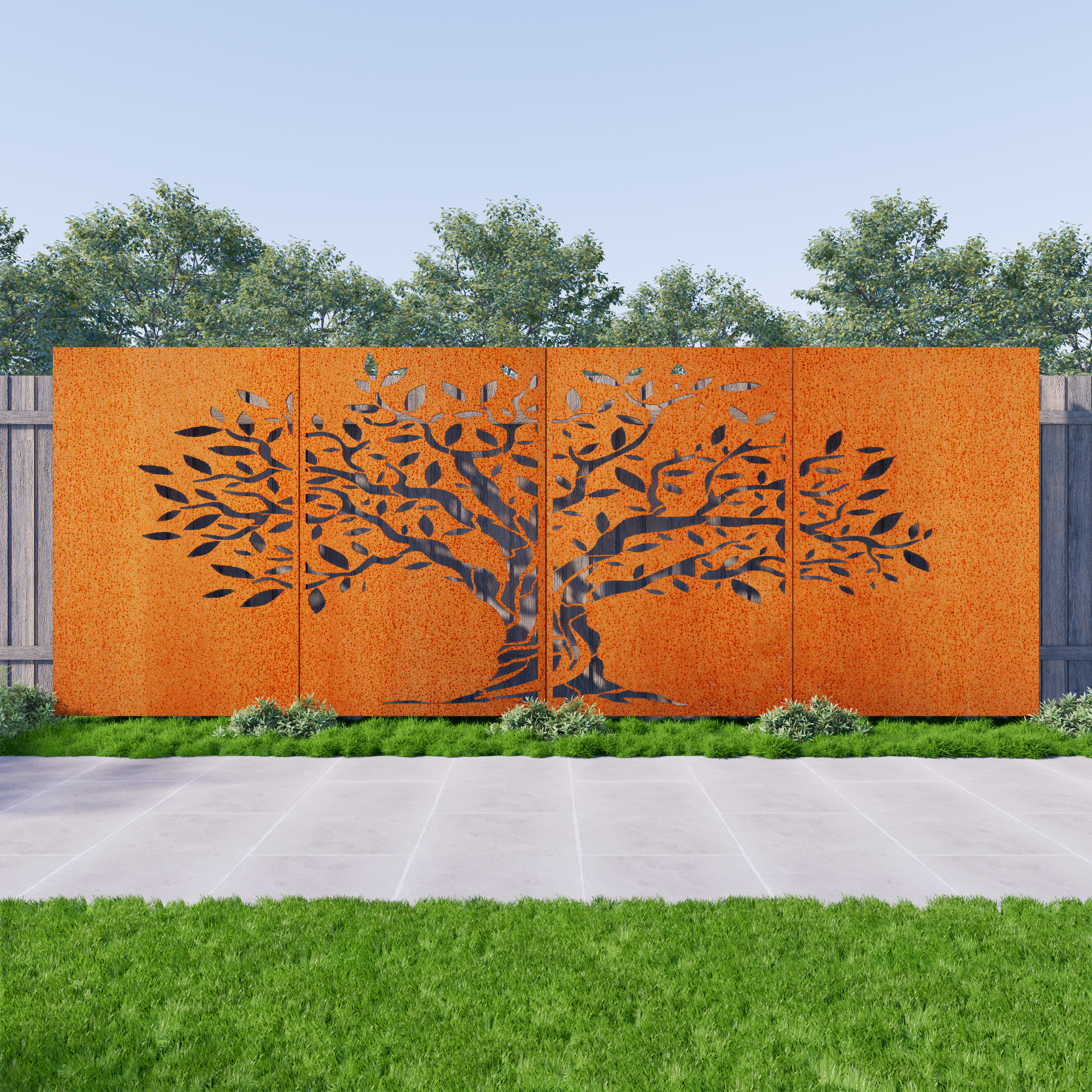 Tree Of Strength Corten Steel Privacy Screen | 4 Panel Set – Metal ...