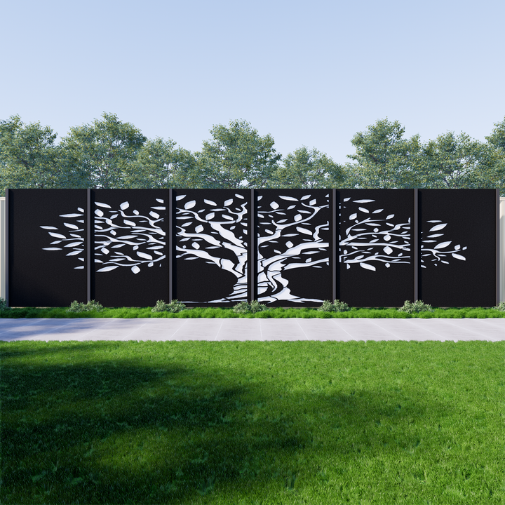Tree Trunk Privacy Panel Corten Steel Privacy Screens | Tree Of Strength 6 Panel Set – Metal ...