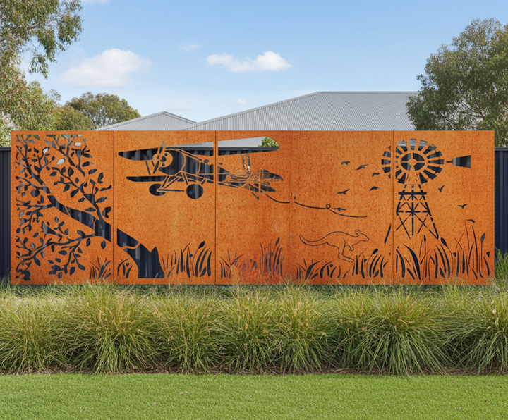 Australian Farm Scene Privacy Screen | Metal Outdoor Decor – Metal ...