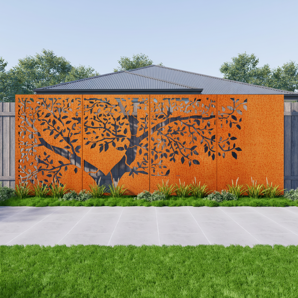 Branch Out Privacy Screen | 4 Panel Set – Metal Decor Aus