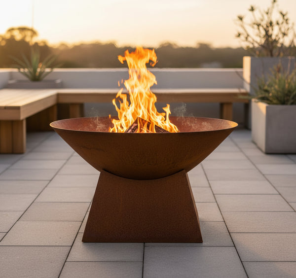 Rusty Steel Fire Pit & Planter Bowl