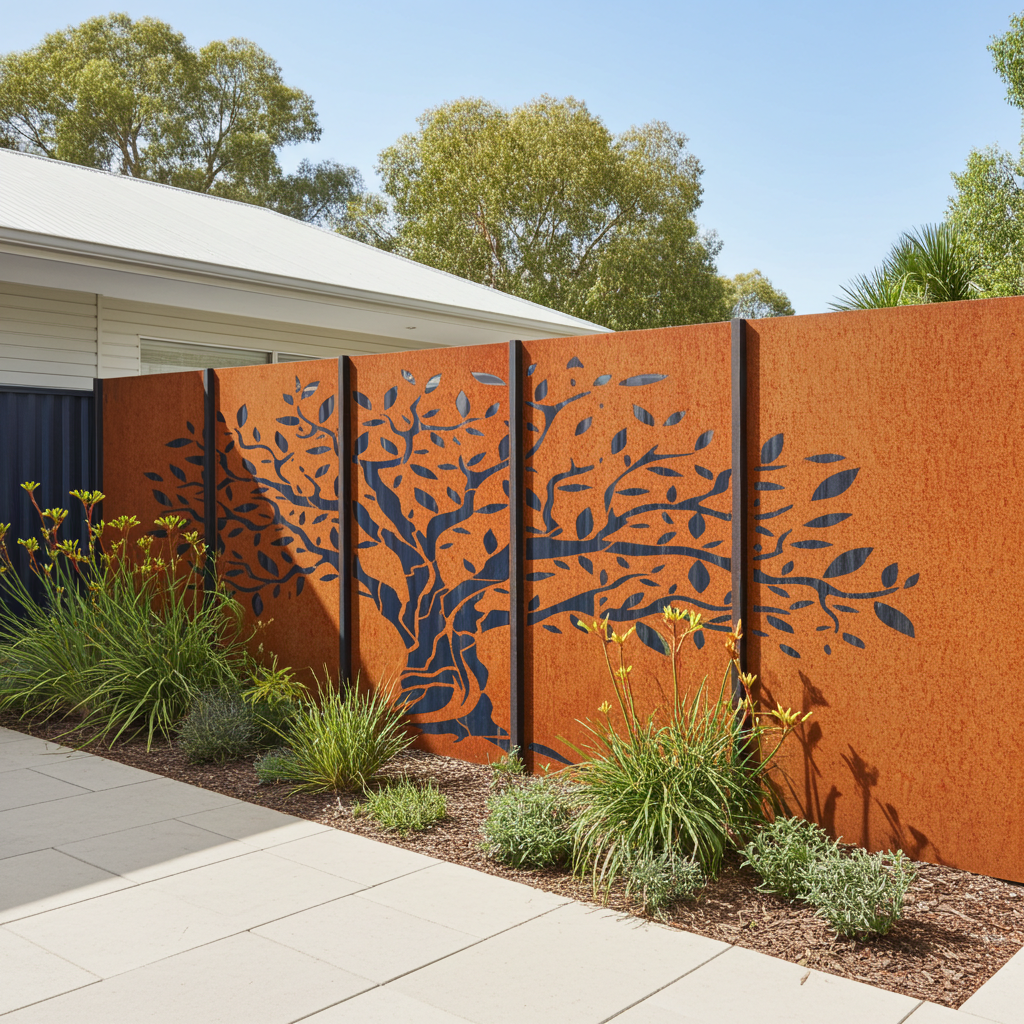 Tree of Strength Privacy Screen Panels (5 Panel) – Metal Decor Aus