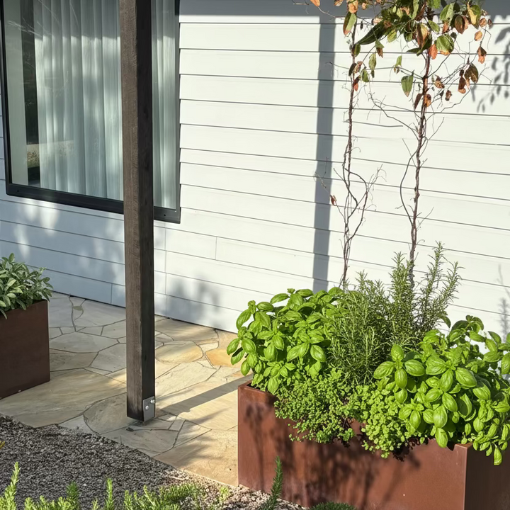 Tuross Rectangle Planter | Rust Finish Planter Australia – Metal Decor Aus