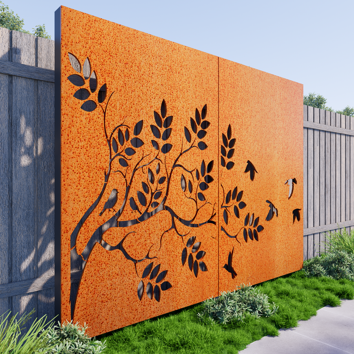 Tree Trunk Privacy Panel Eucalyptus Tree Privacy Screen - Premium Outdoor Panels – Metal Decor Aus